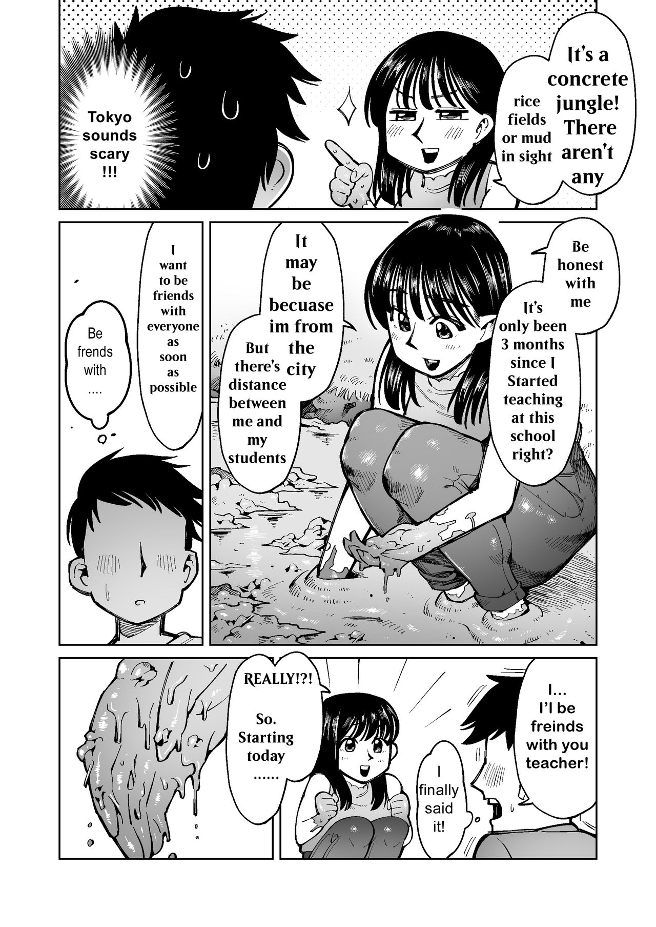 I pulled my favorite teacher into a rice field and had sex with her covered  in mud! - Page 4 - HentaiEra